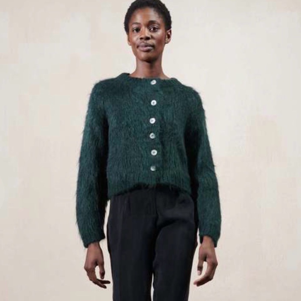 Maria Stanley Brushed Cardi Kelp XS